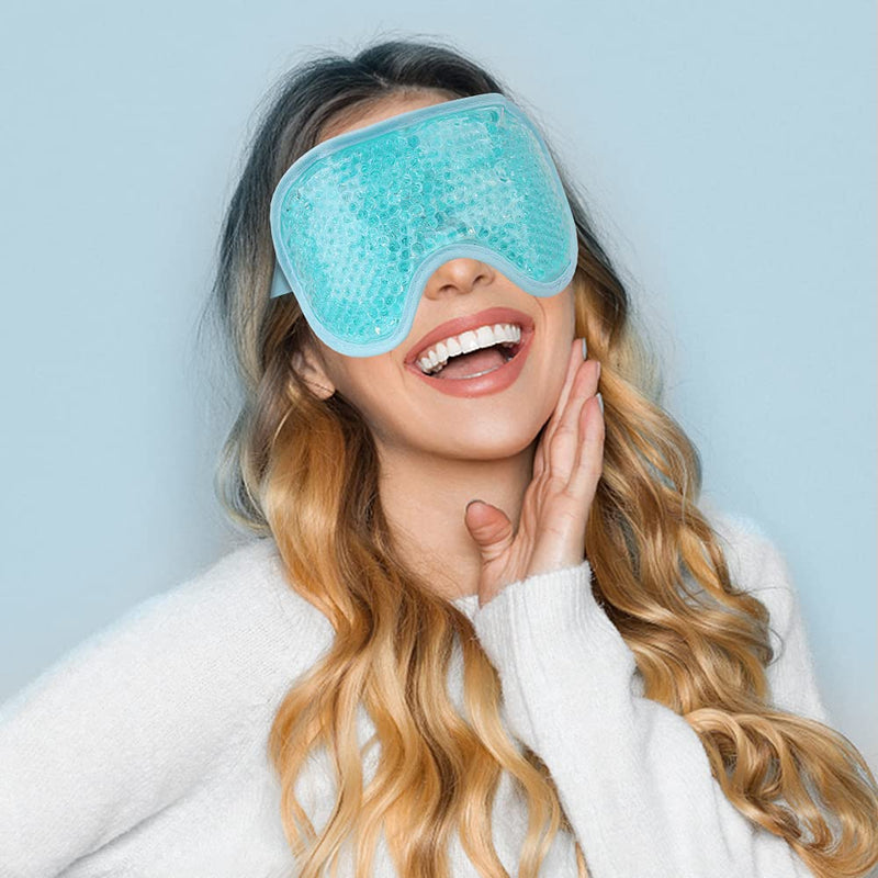 NEWGO Cooling Eye Mask Reusable Gel Eye Mask for Puffy Eyes, Ice Eye Mask Cold Eye Mask Frozen with Plush Backing for Headache, Migraine, Stress Relief - Blue - BeesActive Australia