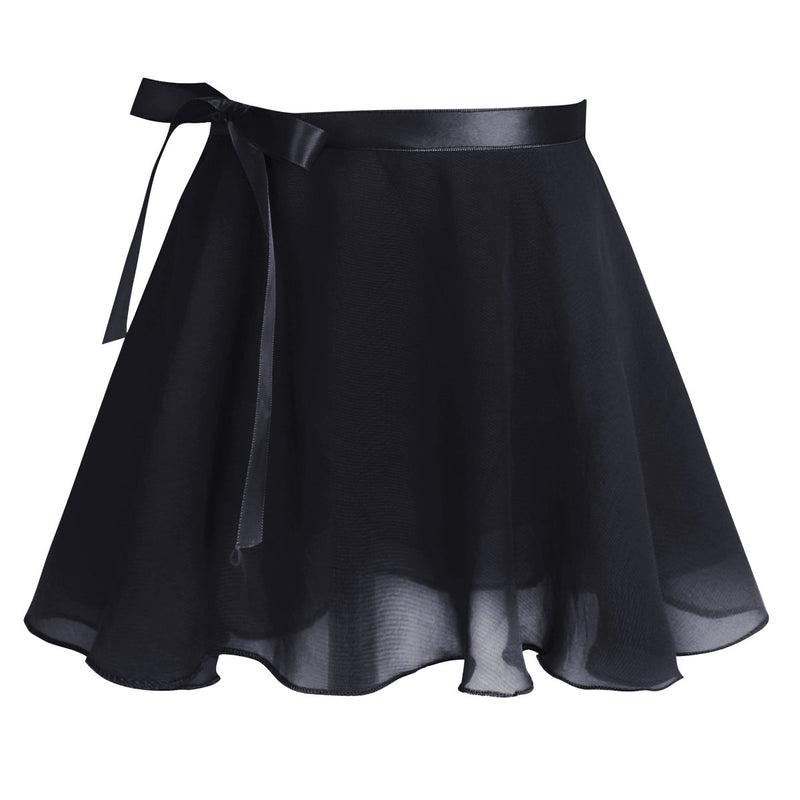 [AUSTRALIA] - Alvivi Kids Girls Team Basic Long Sleeve Gymnastics Ballet Dance Leotard with Wrap Skirt Tutu Dress Shoulder Strap Black 5 / 6 