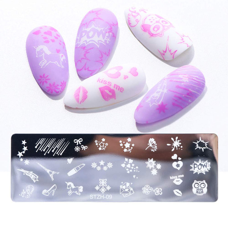 Wokoto 6Pcs Nail Art Stamping Plates Set With Unicorn Flower Honeybees Design Nail Image Stamper Template For Nail Salon Manicure Accessories KIT2 - BeesActive Australia