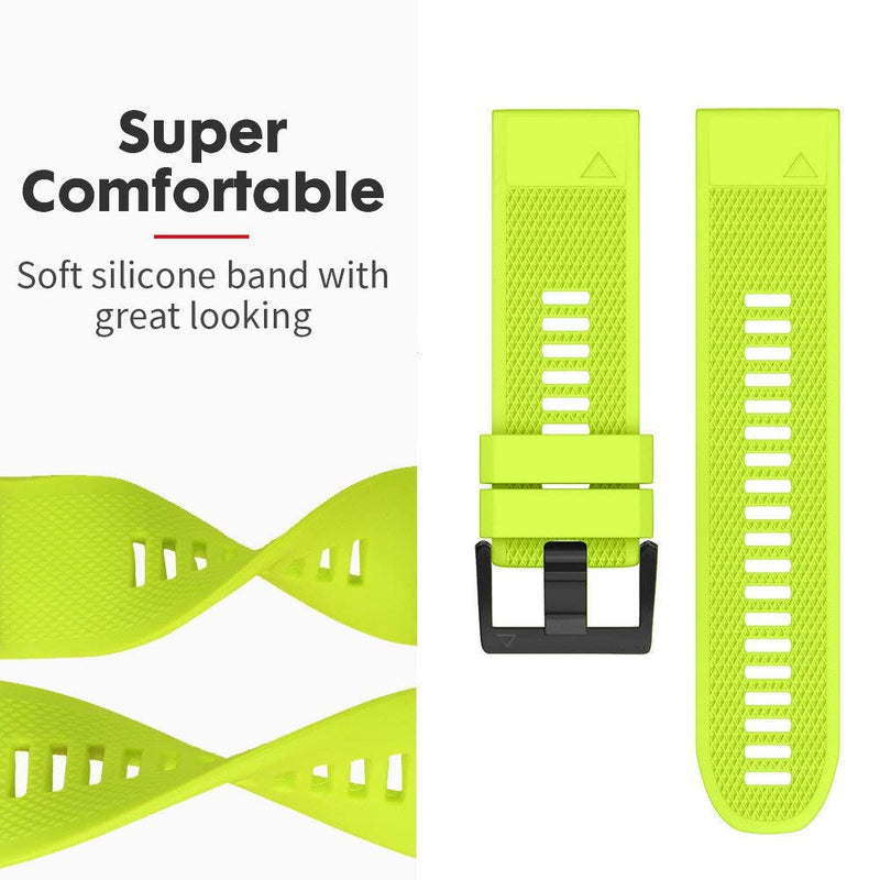 Notocity Compatible Fenix 5 Band 22mm Width Soft Silicone Watch Strap for Fenix 5 Plus/Fenix 6/Fenix 6 Pro/Fenix 7/exip/Forerunner 935/945/Approach S60/Quatix 5(Green) Green - BeesActive Australia