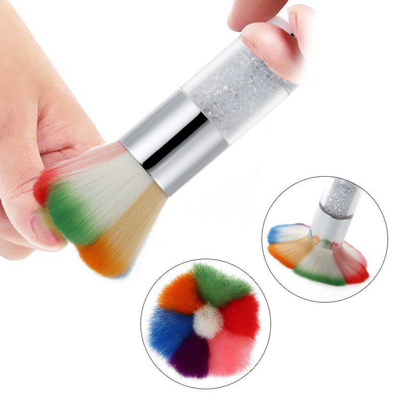 Convenient Colorful Nail Art Dust Brush Remover Cleaner For Acrylic & UV Nail Gel Powder Rhinestones Makeup Foundation Silver - BeesActive Australia