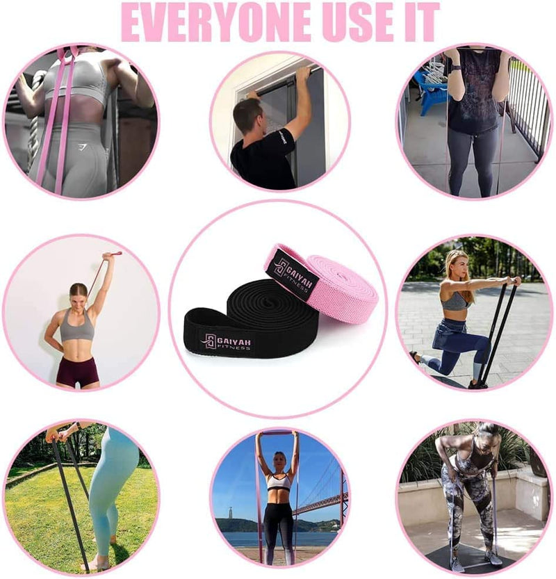 Long Resistance Band Women, Stretch Bands for Exercise Bands Resistance for Women Elastic Bands Gym Bands Fabric Resistance Bands Pilates Band Fitness Bands Pull Up Resistance Band Mini Bands Pink Black - BeesActive Australia