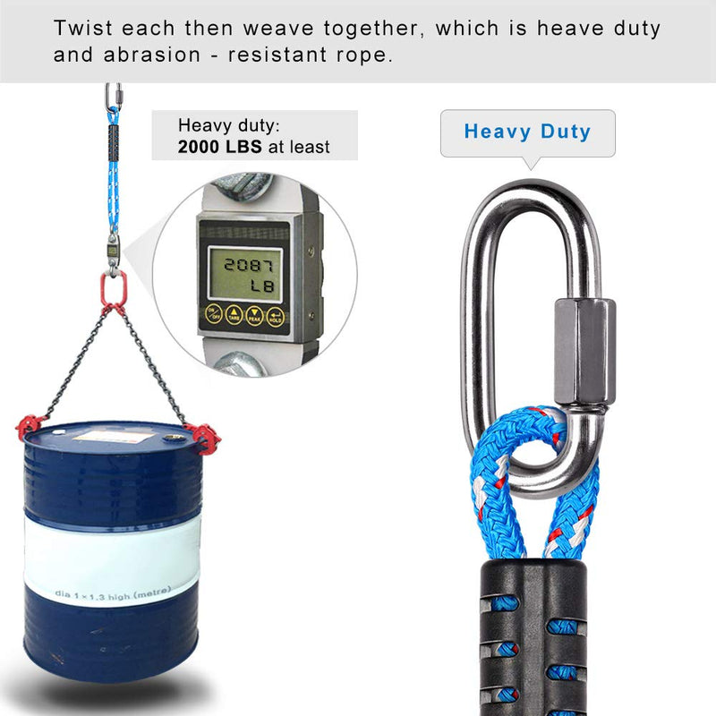BeneLabel Poseidon Series Sewn Prusik Loops Ropes, Safety, 19", Diameter 2/5", 2 Pack, Blue - BeesActive Australia