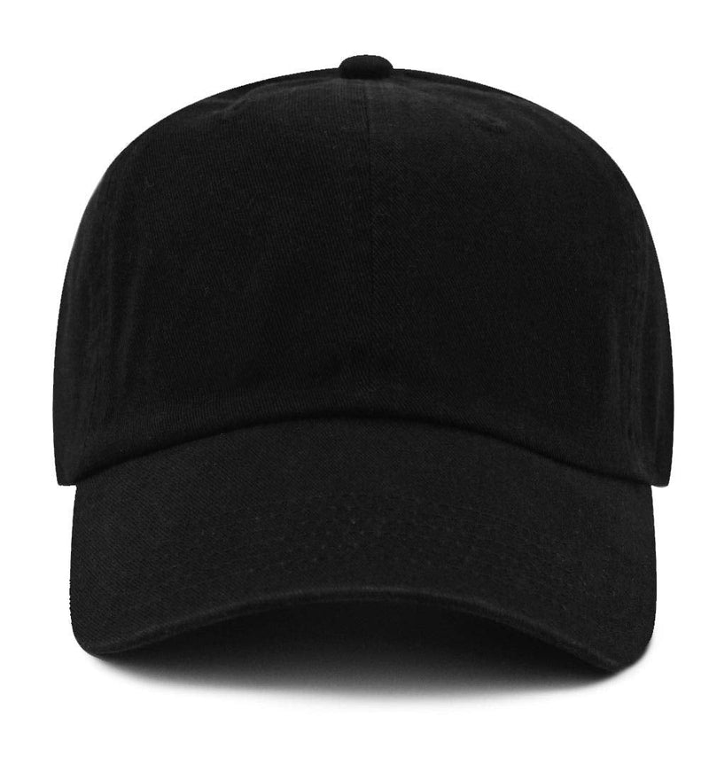 The Hat Depot Dad Hat Unisex Blank Washed Low Profile Cotton and Denim Plain Baseball Cap Hat Solid Black - BeesActive Australia