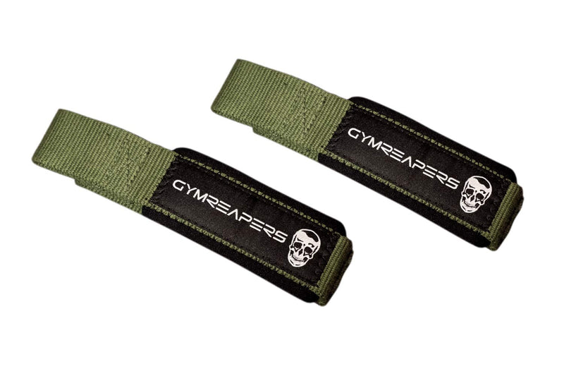Gymreapers Lifting Wrist Straps for Weightlifting, Bodybuilding, Powerlifting, Strength Training, Deadlifts - Padded Neoprene with 18 inch Cotton Military Green - BeesActive Australia