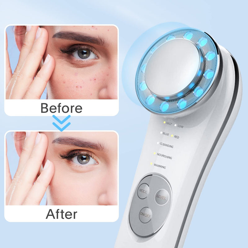 Facial Massager, Skin Care Tools 7 in 1 High Frequency Facial Machine, Skin Care Galvanic Facial Machine Off-white - BeesActive Australia