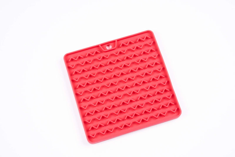Messy Mutts & Cats Silicone Reversible Interactive Feeding and Licking Mat | 5.5” x 5.5” | Slow Feeder for Boredom & Anxiety | Lick Pad for Cats & Small Dogs | Watermelon - BeesActive Australia