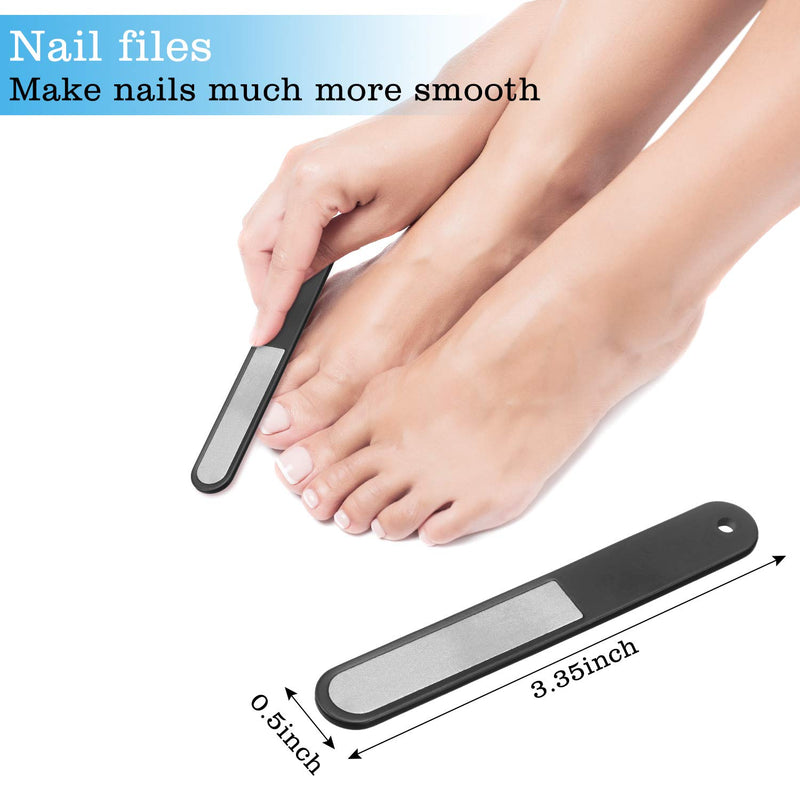 4-Piece Nail Clippers for Thick Nails Nail Files Set, Stainless Steel Nail Set with 15 mm Wide Jaw Opening Oversized Clippers Toenail Fingernail Nail Cutter Trimmer, Black and Silver - BeesActive Australia