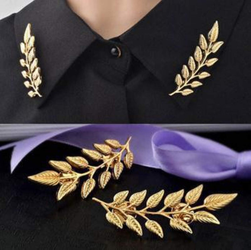 YouU 4 Pcs Deer Head Double Link Chains, Gold Stud, Retro Hollow Pattern and Angle Triangle Tassels Collar Pins Brooch Clip Pin Brooches Shirt Collar Decoration Parts with Free Box - BeesActive Australia