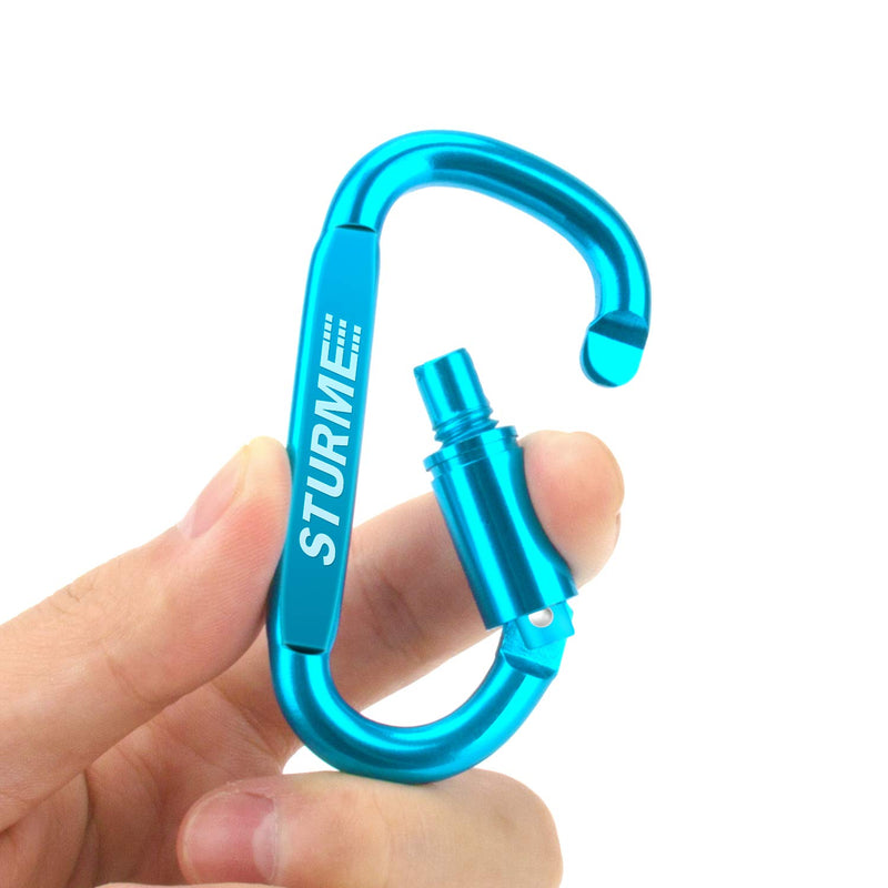 STURME Carabiner Clip Aluminum D-Ring Locking Durable Strong and Light Large Carabiners Clip Set for Outdoor Camping Screw Gate Lock Hooks Spring Link Improved Design Pack (9 Pack) Assorted - BeesActive Australia