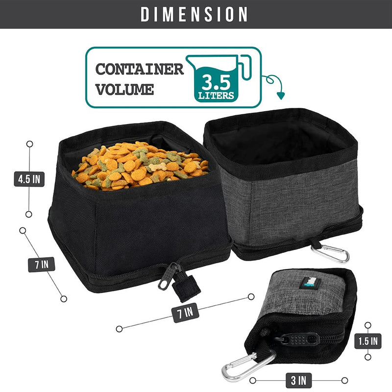 PetAmi Collapsible Dog Bowls 2 Pack, Travel Dog Bowls, Portable Water Bowl for Dog Puppy Cat Pet, Foldable Doggy Food Bowl for Traveling Hiking Camping Walking Outdoor Gear Accessories Black - BeesActive Australia