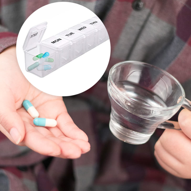 Pill Box Organiser 7 Day One Time a Day Pill Dispenser Storage Case for Medication, Supplements, Vitamins and Cod Liver Oil White - BeesActive Australia