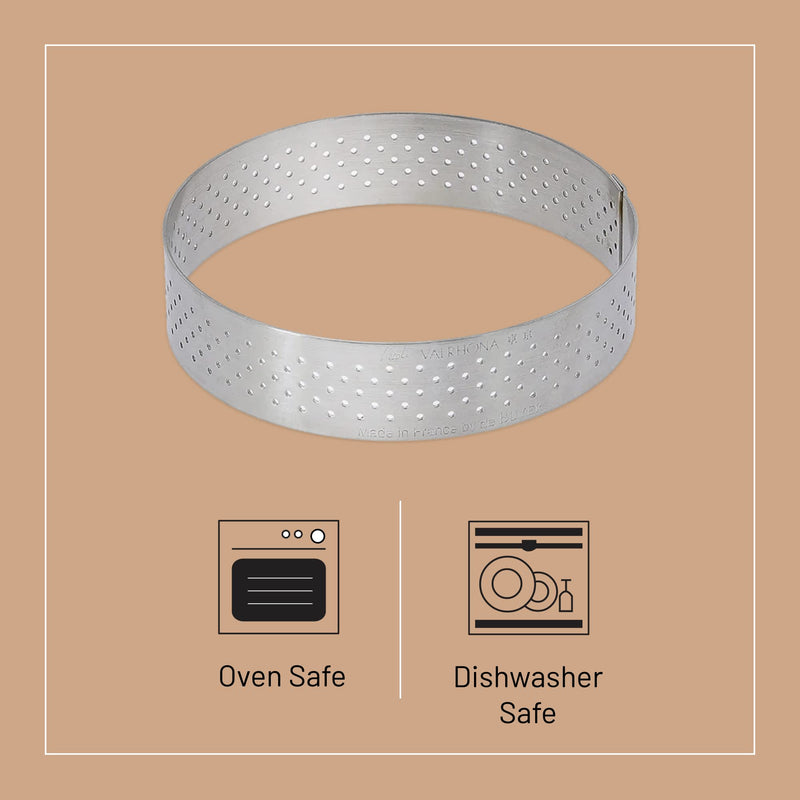 de Buyer Perforated Round Tart Ring - 9.75” Diameter, 0.8” Height - Perfect for Baking Beautifully Crisp Tarts - Easy to Use & Clean - Made in France 9.75" Silver - BeesActive Australia
