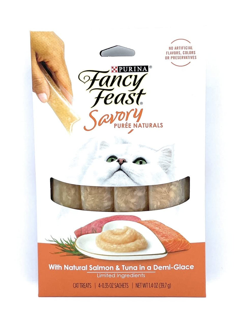 Fancy Feast Savory Cat Food Salmon Treats Flavor Bundle Includes (3) Each: Savory Cravings Salmon Treats (1 oz), Puree Naturals Salmon & Tuna in a Demi-Glace (1.4 oz) & Catnip Toy - BeesActive Australia