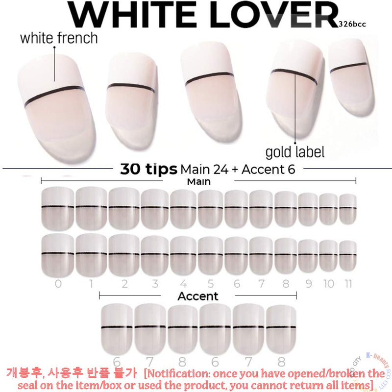 [DASHING DIVA–Nails]Premium Magic Press SUPER SLIM FIT(2 Different Designs 30+30strips in 12 sizes) WHITE LOVER+CHEER UP MINT 326/27bcc - BeesActive Australia