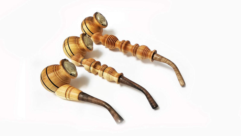 Set of 3 Wooden Tobacco Smoking Pipes Different Size 7, 10, 14 cm Long Carved Handmade Pipe - BeesActive Australia