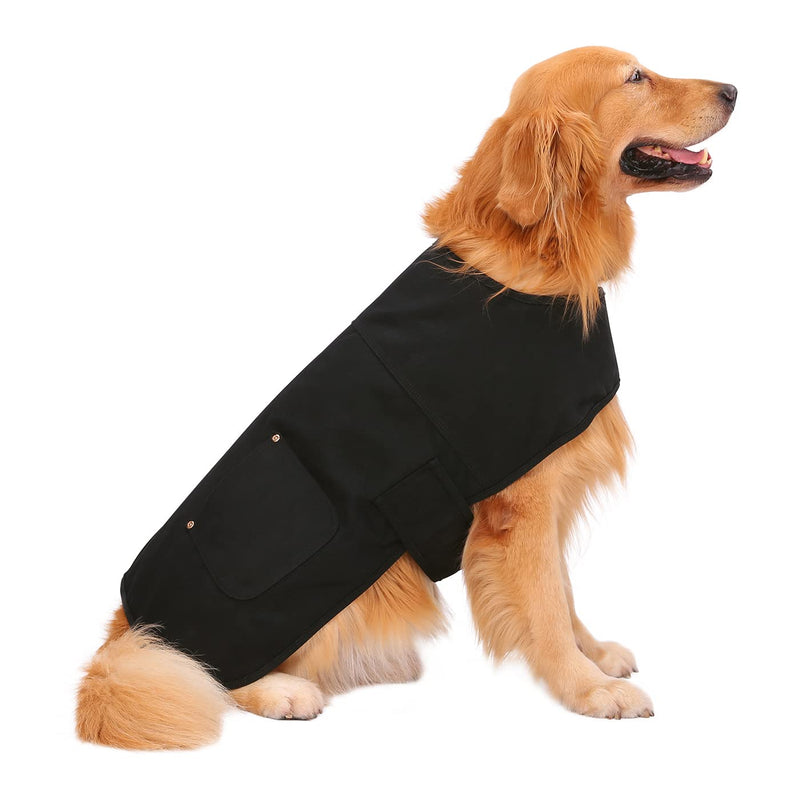 HDE Canvas Dog Vest Waterproof Jacket Cold Weather Coats for S-XL Dogs Large Black - BeesActive Australia