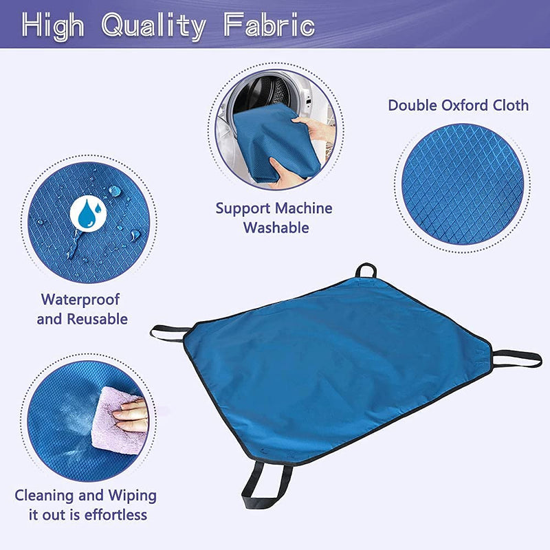 NEPPT Positioning Pad Draw Sheet Patient Transfer Board Lift Sheet Slide Protective Hospital Bed Mat with Handles for Incontinence, Bariatric, Elderly - Reusable & Washable (Blue-39" x 46") 4 Handle-blue - BeesActive Australia