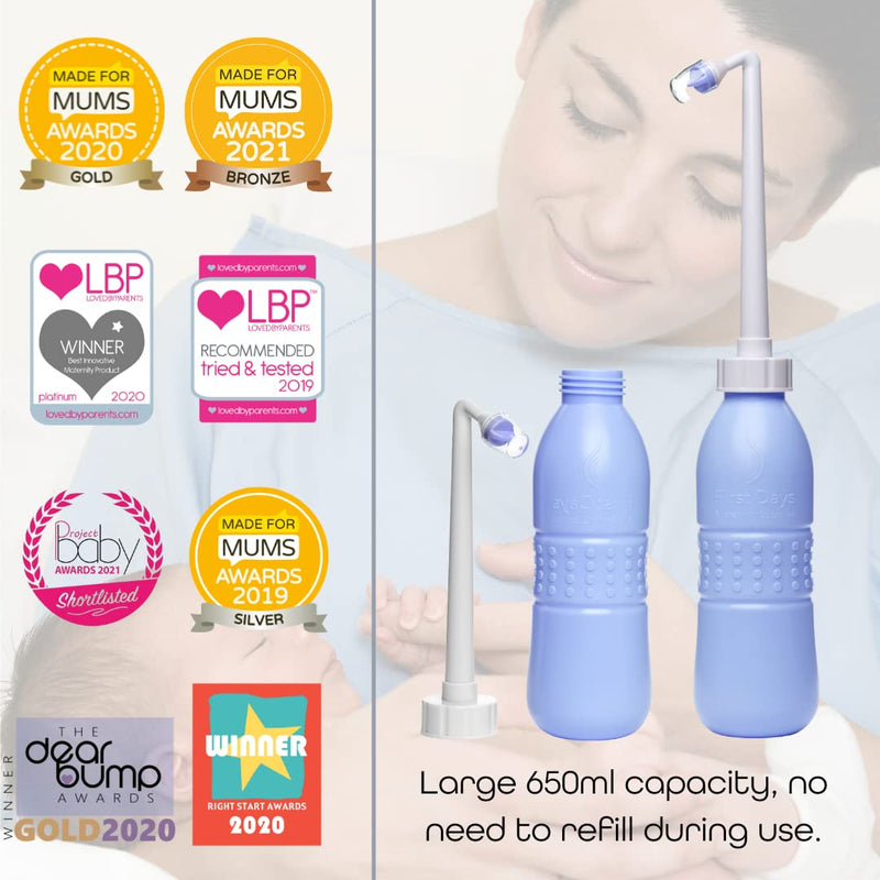 First Days Maternity - Maxi Peri Bottle - Large 650ml Capacity - Hospital Bag Essential for Postpartum Care (Blue) Blue - BeesActive Australia