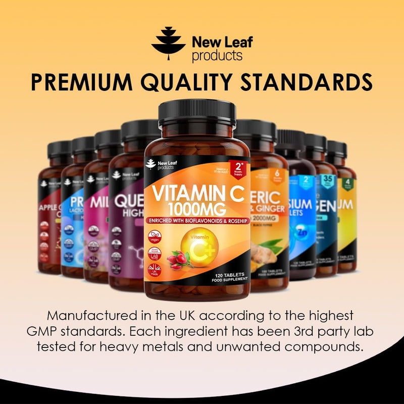 Vitamin C Tablets 1000mg - Premium Vitamin C Supplements - Enriched With Bioflavonoids & Rosehip Vegan & Vegetarian Vitamin C Tablets High Strength Ascorbic Acid Vit C for Normal Immune System UK Made - BeesActive Australia