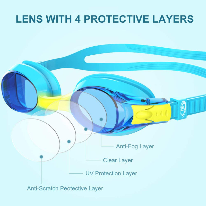 Findway kids Swim Goggles, 2 Pack kids Swimming Goggles No Leaking Youth Girls Boys for Age 4-16 1-blue+green - BeesActive Australia