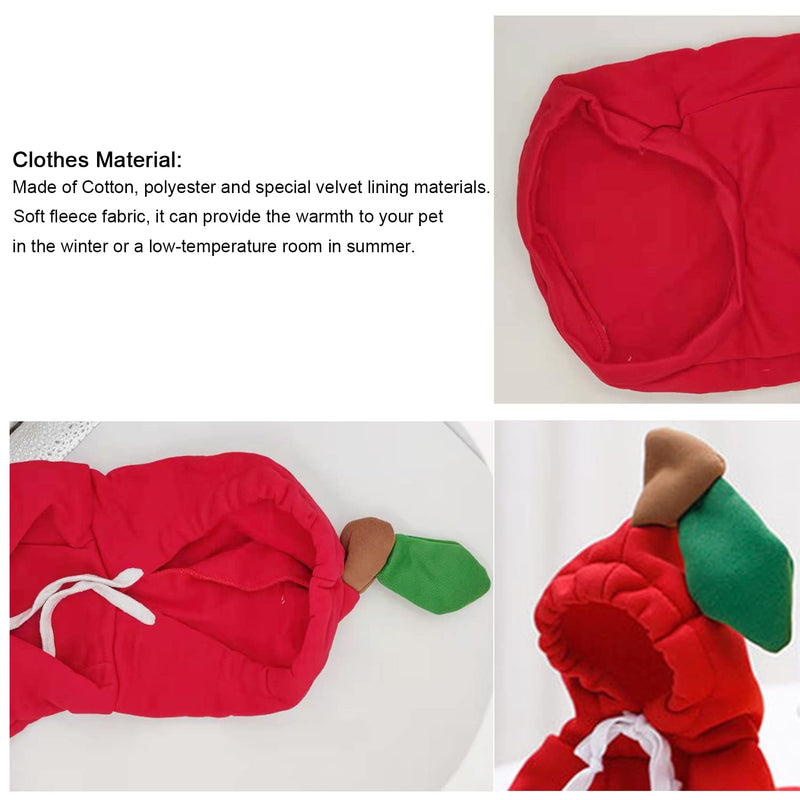 Pet Clothes Dogs Hoodie Sweatshirt - Fruit Shape Cold Weather Clothes Costume Outfit for Puppy Cats Small MediumDog Red Apple Medium - BeesActive Australia
