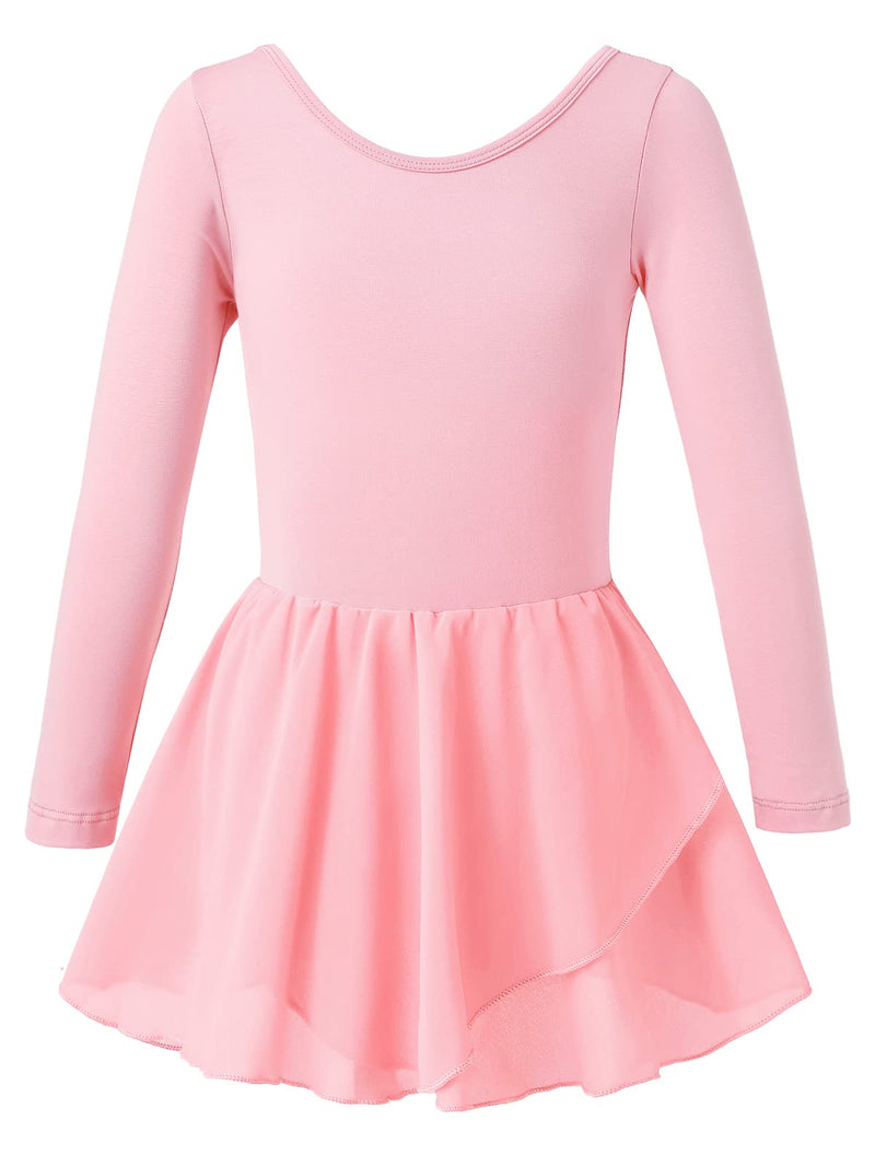 Girls Leotards for Dance Ruffle Sleeves Criss-cross Back Ballet Tutu Dresses for 3-9 Years Old A1 Pink-long Sleeve 4-5T - BeesActive Australia