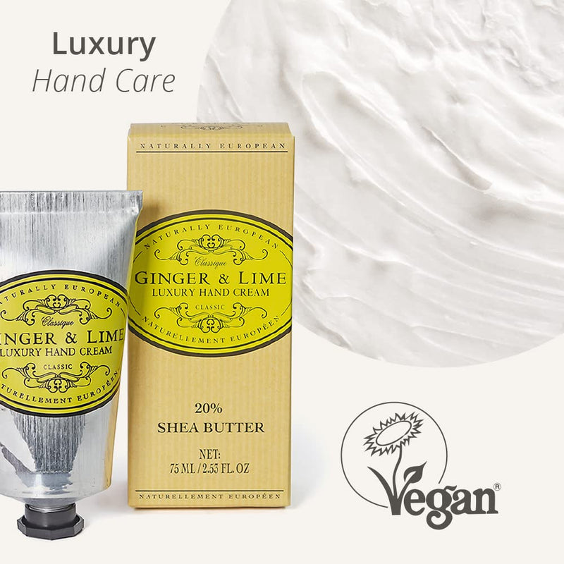 Naturally European Luxury Hand Cream Soothing and Caring - Ginger & Lime 1 x 75ml Lemon - BeesActive Australia