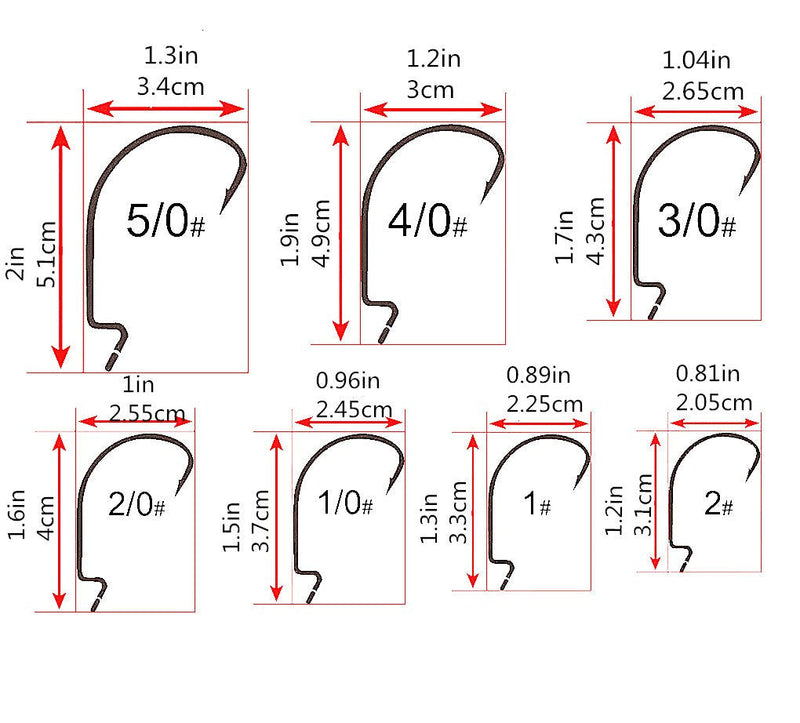 Toasis Fishing EWG Offset Soft Lure Worm Hook Assorted Sizes Pack of 50 4/0 - BeesActive Australia