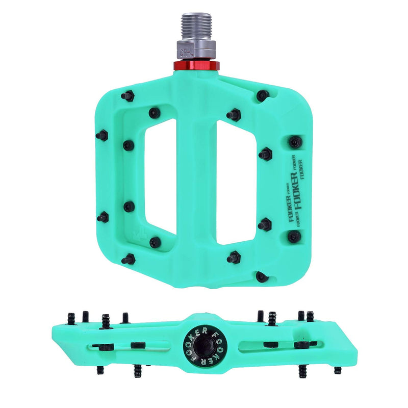 FOOKER MTB Pedals Mountain Bike Pedals 3 Bearing Non-Slip Lightweight Nylon Fiber Bicycle Platform Pedals for BMX MTB 9/16" 922-Green needle roller bearing - BeesActive Australia