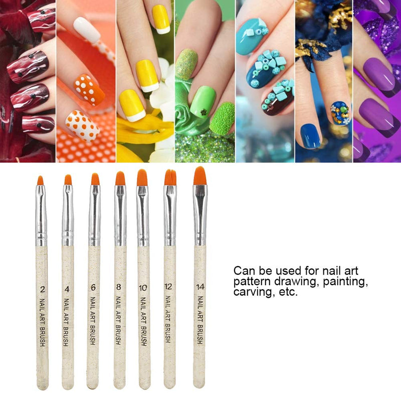 Nail Art Accessories, Manicure Brush, 7pcs Transparent Handle Nail Art Brush DIY Pattern Nail Painting Drawing UV Gel Pen Nail Art Brush Nail Dotting Pen for Nail Art(#2) #2 - BeesActive Australia