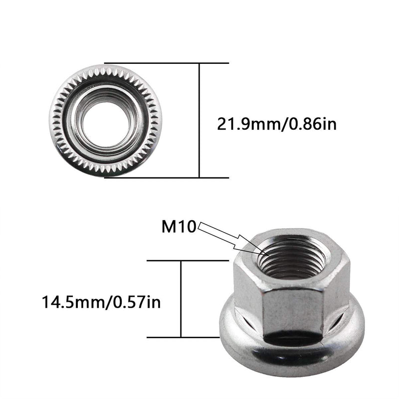 ZRM&E 4pcs M10 Bicycle Wheel Axle Nuts 10mm Rear Wheel Screw Nonslip Shaft DIY Refitting Accessories for Fixed Gear of Mountain Bike and Road Vehicle - BeesActive Australia