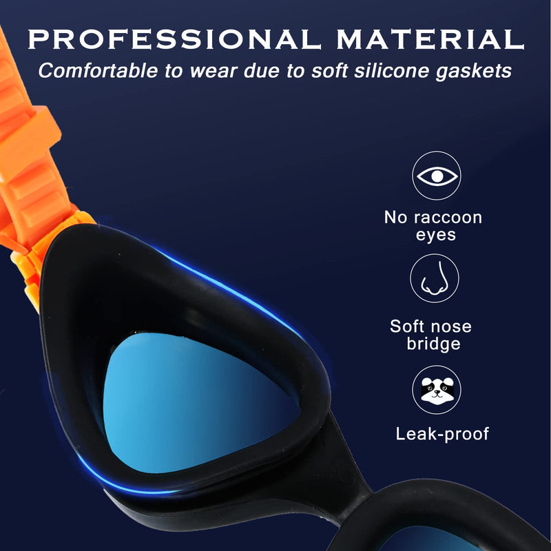 Swim Goggles - UV Polarized Swimming Goggles for Men Women Adults, Wide View and Adjustable, Anti-fog and No Leaking Orange - BeesActive Australia