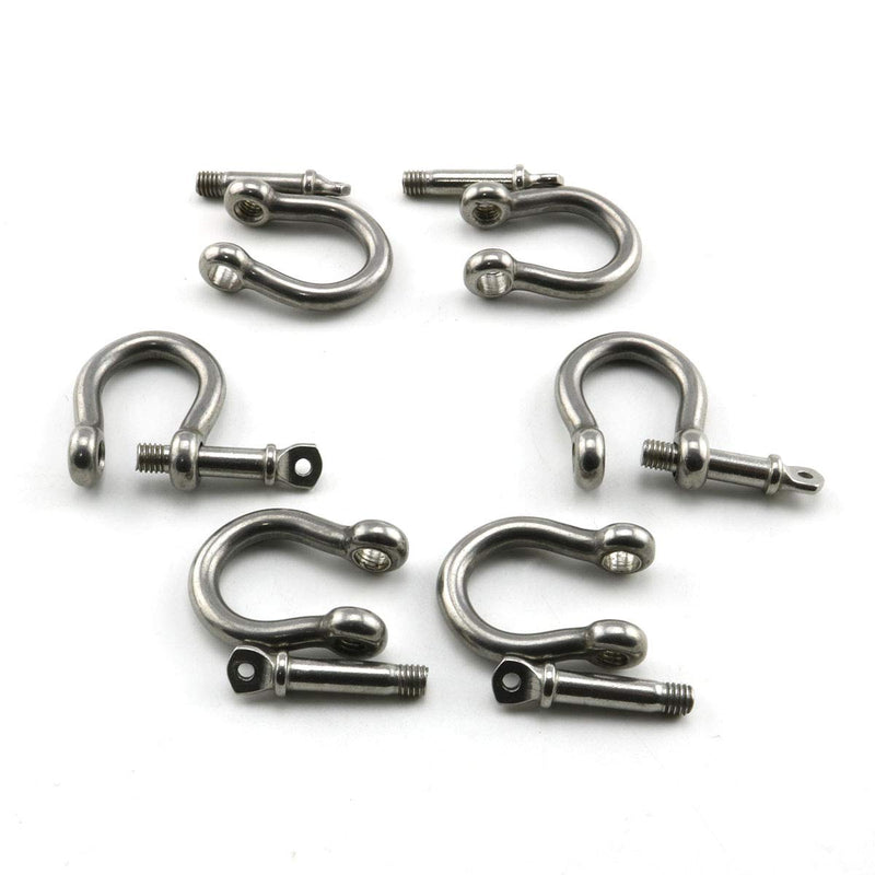 Heyous 6pcs 1/5 Inch 5mm Screw Pin Anchor Shackle Stainless Steel Heavy Duty Bow Shape Load Clamp for Chains Wirerope Lifting Paracord Outdoor Camping Survival Rope Bracelets - BeesActive Australia