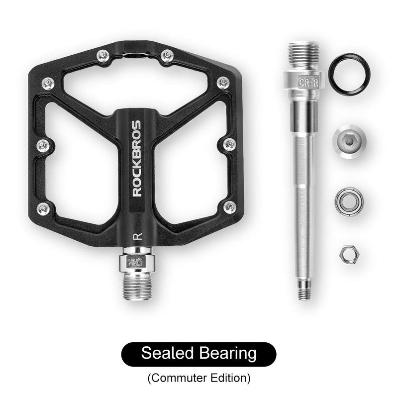 ROCKBROS Mountain Bike Pedals MTB Pedals Bicycle Flat Pedals Aluminum 9/16" Sealed Bearing Lightweight Platform for Road Mountain BMX MTB Bike - BeesActive Australia