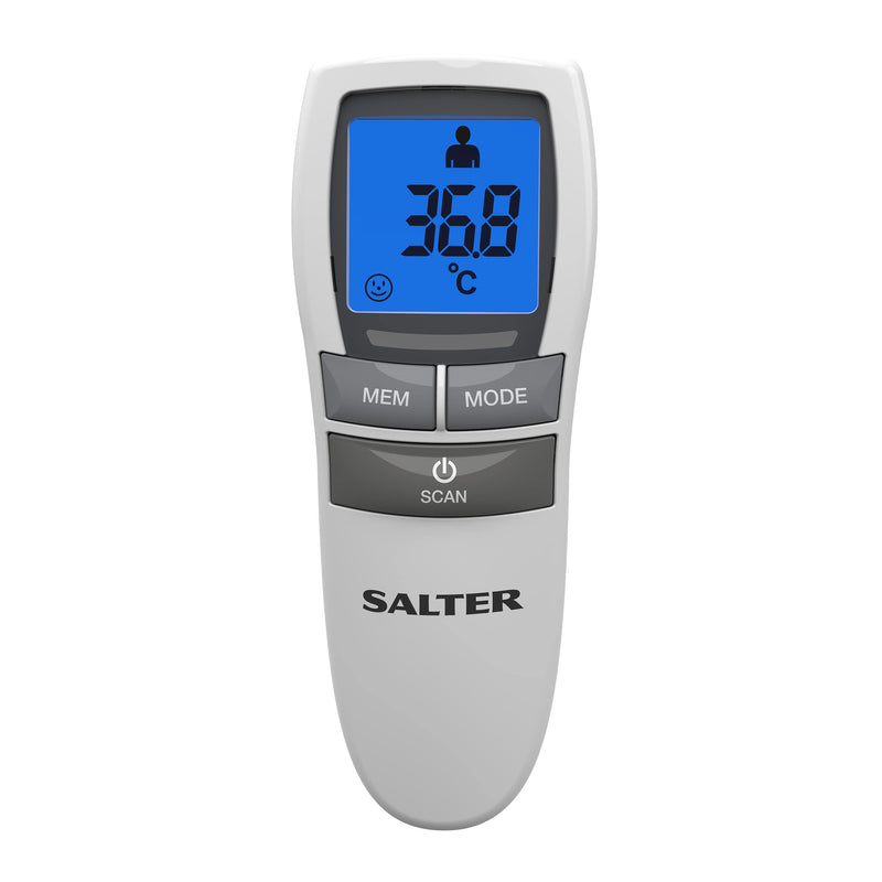 Salter TE-250-EU No Touch Infrared Thermometer, Forehead Mode, Objects and Liquids, Night Mode, Fever Alarm, 30 Memory Recall, One Second Reading, Backlit Display, For Babies/Adults, Instant/Accurate No Touch Thermometer - BeesActive Australia