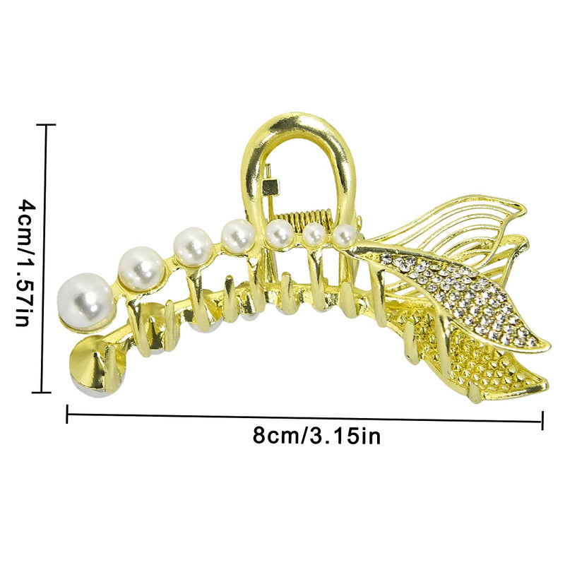 Hair Claw Clips for Women Large Pearl Jaw Clips Fashion Pearl Hair Clips Plastic Hair Catch for Thick or Fine Hair (2 Packs) 2 Packs - BeesActive Australia