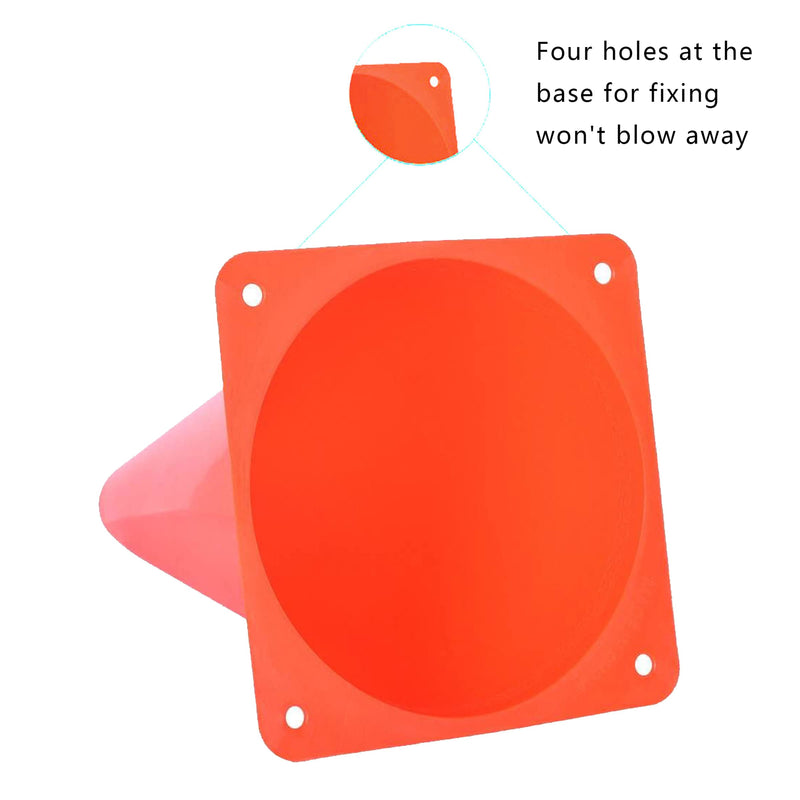 Alyoen 9 inch Traffic Cones, Plastic Sport Training Cones, Soccer Basketball Agility Practice Drills Field Marker Cones Obstacle Course for Kids Outdoor Activity & Festive Events (Sets of 10/15/ 20) Orange-10 Pack - BeesActive Australia