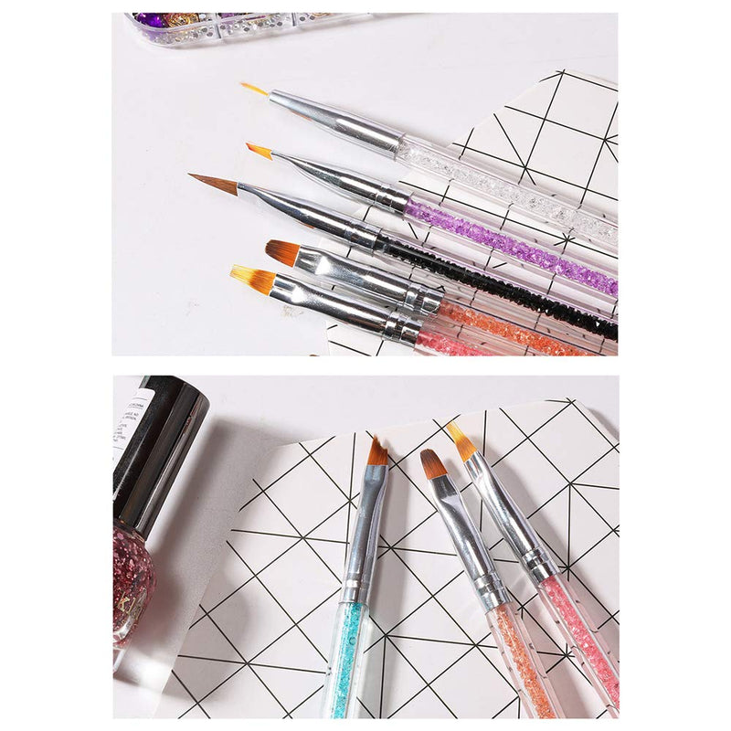 Nail Brush Set,Anself 9PCS/Set Dual-end Acrylic Handle Rhinestone Crystal Nail Art Design Painting Pen Dotting Pen Set with 3 Nail Dust Brushes Salon Decoration Manicure Tools Kit - BeesActive Australia