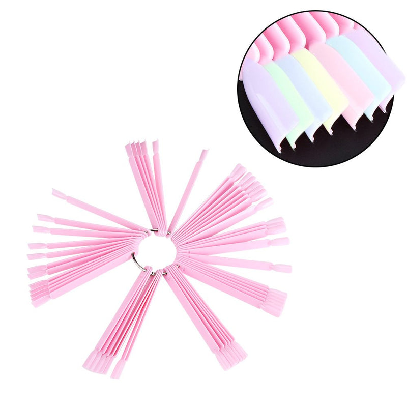 Nail Art Practice Tips, 50Pcs/Bag Fan Shaped Detachable False Nail Art Tips, Nail Polish Display Sticks, Manicure Practice Tools, Pink - BeesActive Australia