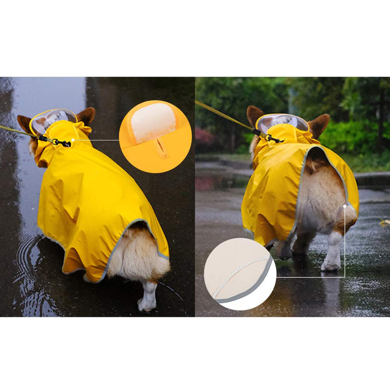 Dog Raincoat with Hood for Small Dog,Medium Dog,Luccalily Waterproof Dog Rain Jacket with Reflective Strip Adjustable Belly Strap Lightweight Poncho with Storage Bag Medium Yellow - BeesActive Australia
