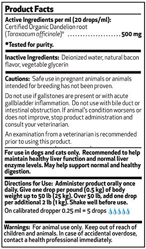 Pet Wellbeing - Dandelion Root for Dogs - All Natural Dandelion Root - Dog Liver, Digestive, and Cardiovascular Support - 2oz (59ml) - BeesActive Australia