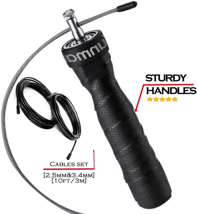 YUNMAI Adjustable Speed Jump Rope, Jump Rope for Fitness with 1 Lightweight Cable, 1 Heavyweight Cable, Long Adjustable Workout Jumprope for Boxing, Exercise, Gym, Fits Men and Women - BeesActive Australia