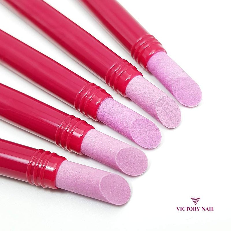 VICTORY NAIL 5PCS Victory Ceramic Stone Pink Pusher Cuticle Remover Stick Stone Sanding Nail File - BeesActive Australia