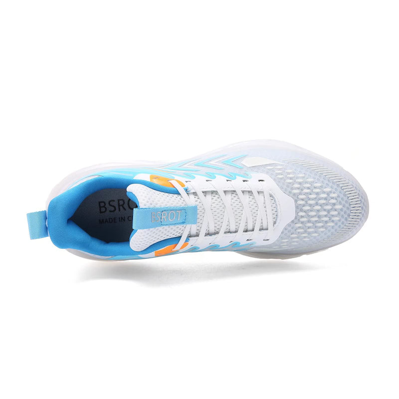 BSROT Men's Running Tennis Shoes Lightweight Non-Slip Athletic Sports Gym Jogging Fitness Walking Sneakers 10 Light Blue/White - BeesActive Australia