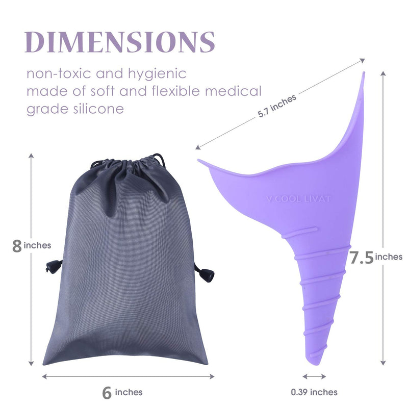 v cool livat Travel Female Urination Device - 2 Pack Reusable Silicone Portable Lady Urinal Pee Funnel Pee Urine Cups Standing Up Camping Outdoor Drawstring Discreet Carry Bag - BeesActive Australia
