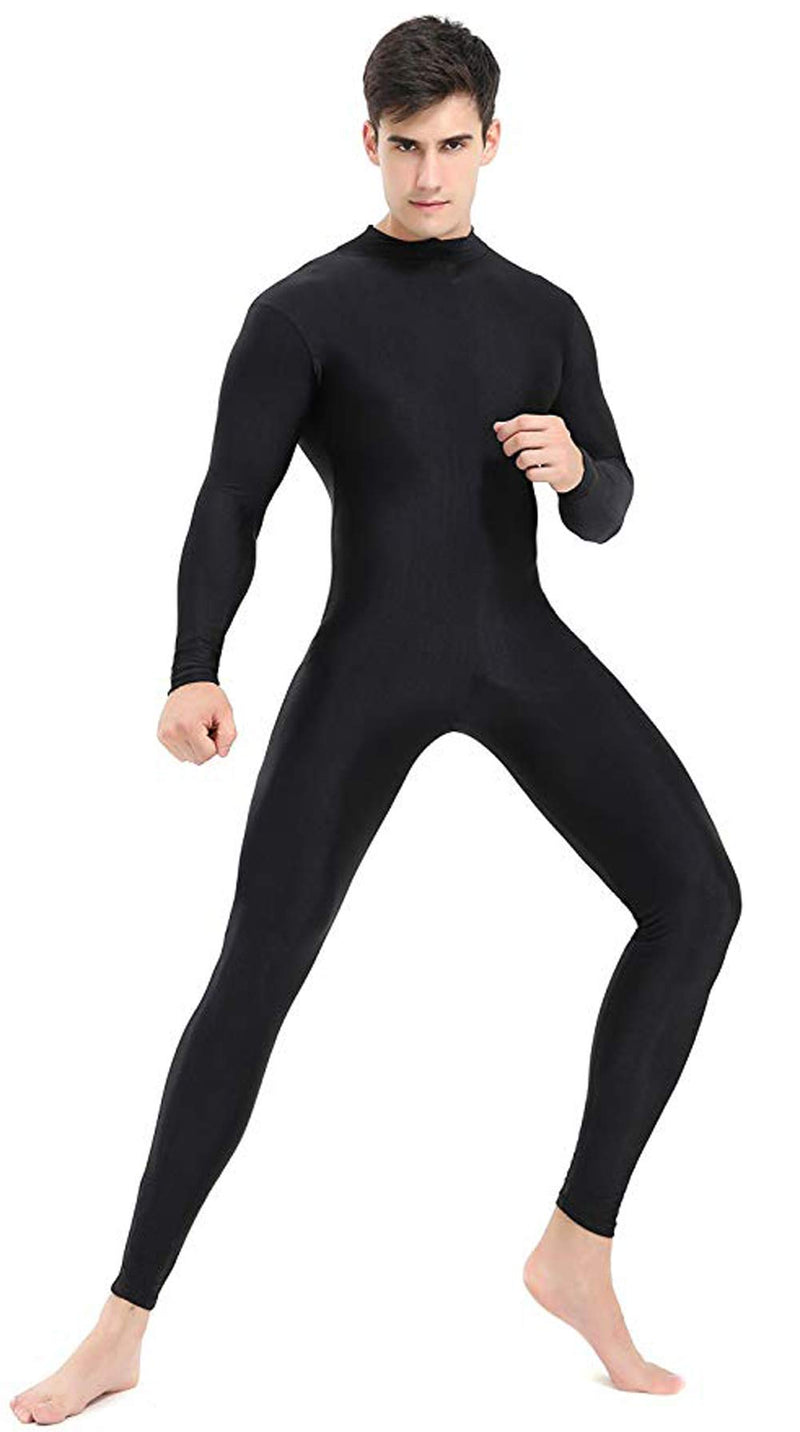 [AUSTRALIA] - Speerise Mens Turtleneck Spandex Long Sleeve Unitard Bodysuit Dancewear Large Black 