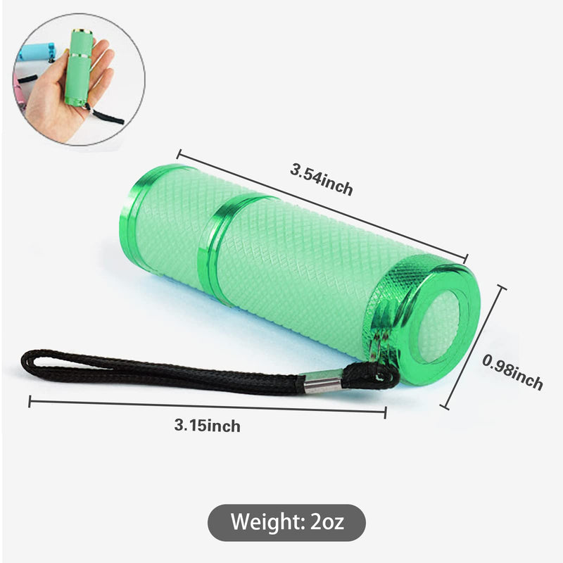 COSOOS Mini Blacklight Flashlight, 9 LED Small Glow Handheld UV Lights, Portable Black Light for Dog Pet Urine Stains, Bed Bugs and Nail Dryer for Nail Gel. (Green) Green - BeesActive Australia