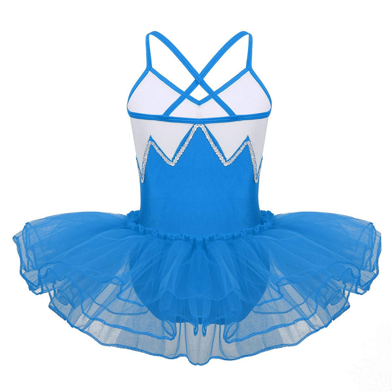 [AUSTRALIA] - ACSUSS Kids Girls Sequins Camisole Ballet Tutu Dress Gymnastics Leotard Bodysuit Dancewear Athletic Dance Dress Light Blue 5 / 6 