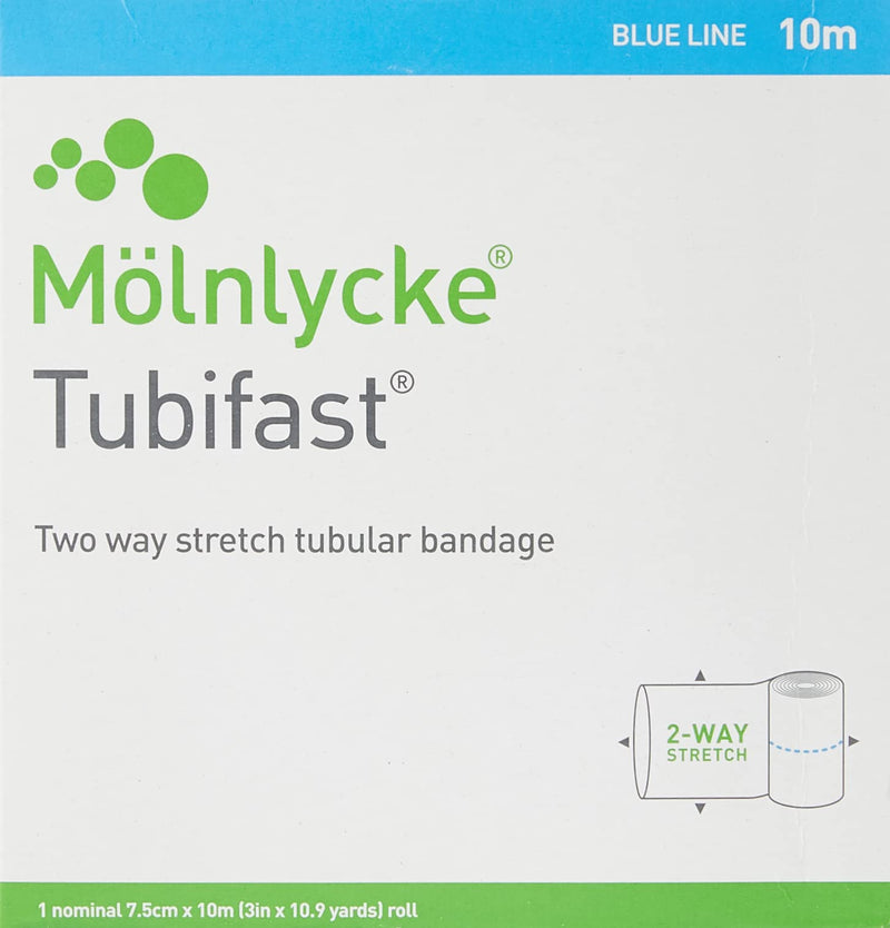Tubifast 2438 Bandage Tubular Elasticated Viscose 10 m Roll, Large, Blue Line, 7.5 cm - BeesActive Australia